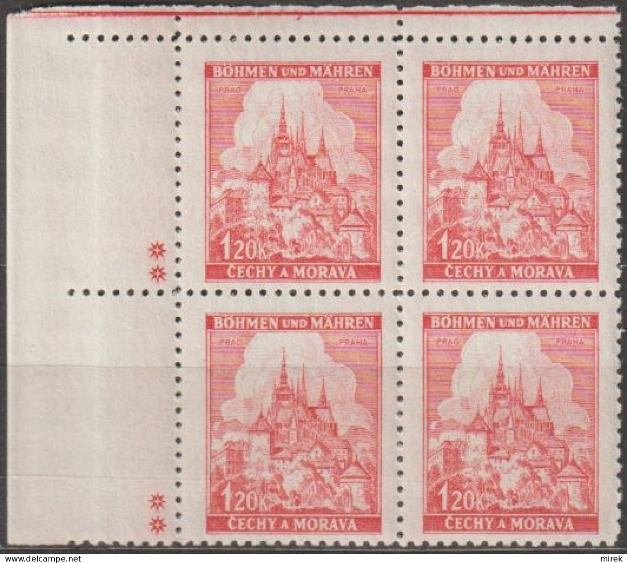 099/ Pof. 57; Corner 4-block, Plate Mark ++ - Unused Stamps