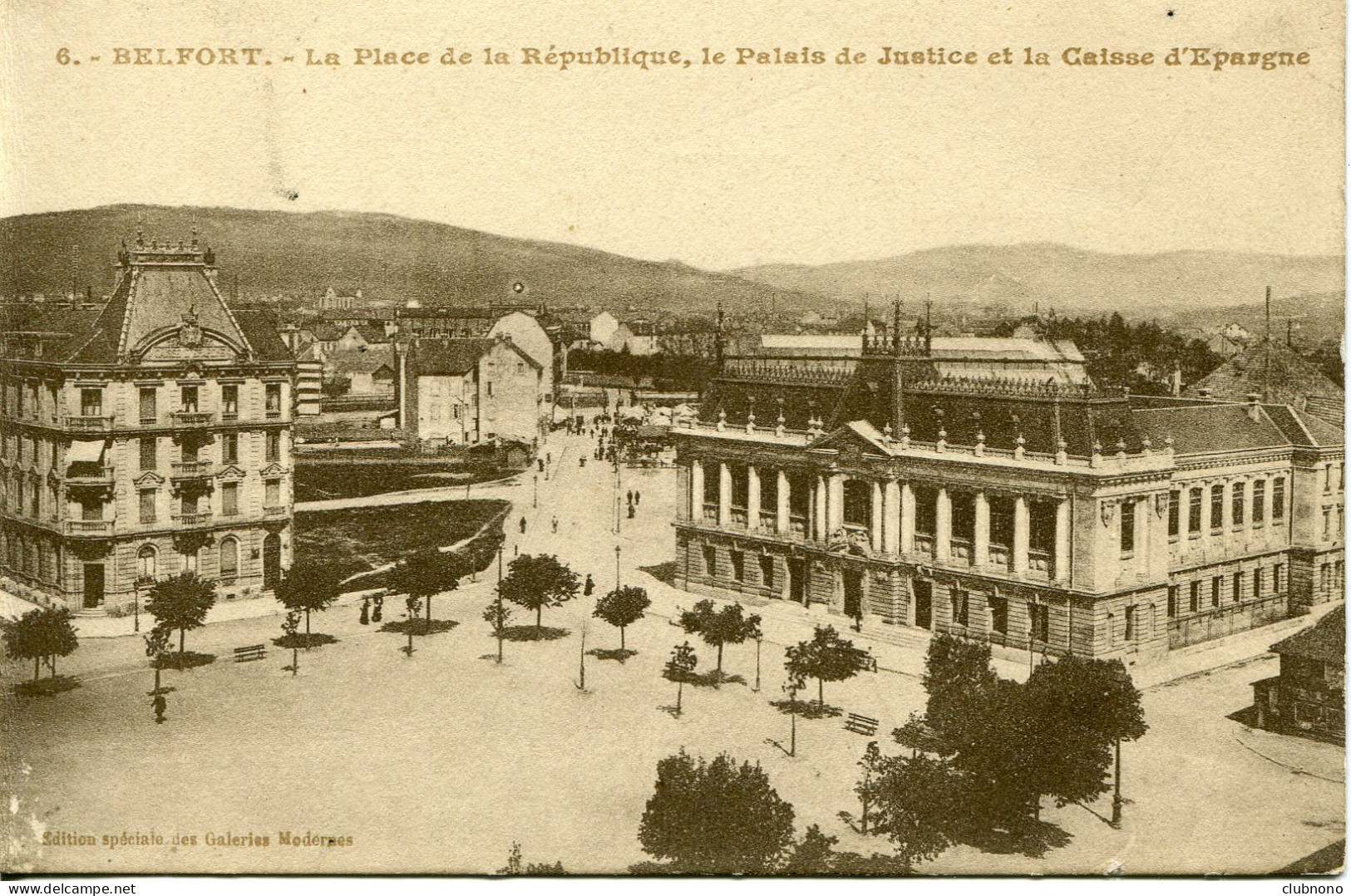 CPA - BELFORT - PLACE DE LA REPUBLIQUE, PALAIS DE JUSTICE ET CAISSE D'EPARGNE - Belfort - Città