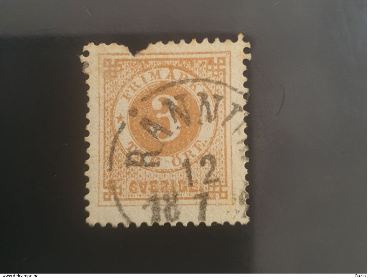 Sweden 1886 Circle Type Stamp 3 öre Yellow Brown - Gebraucht