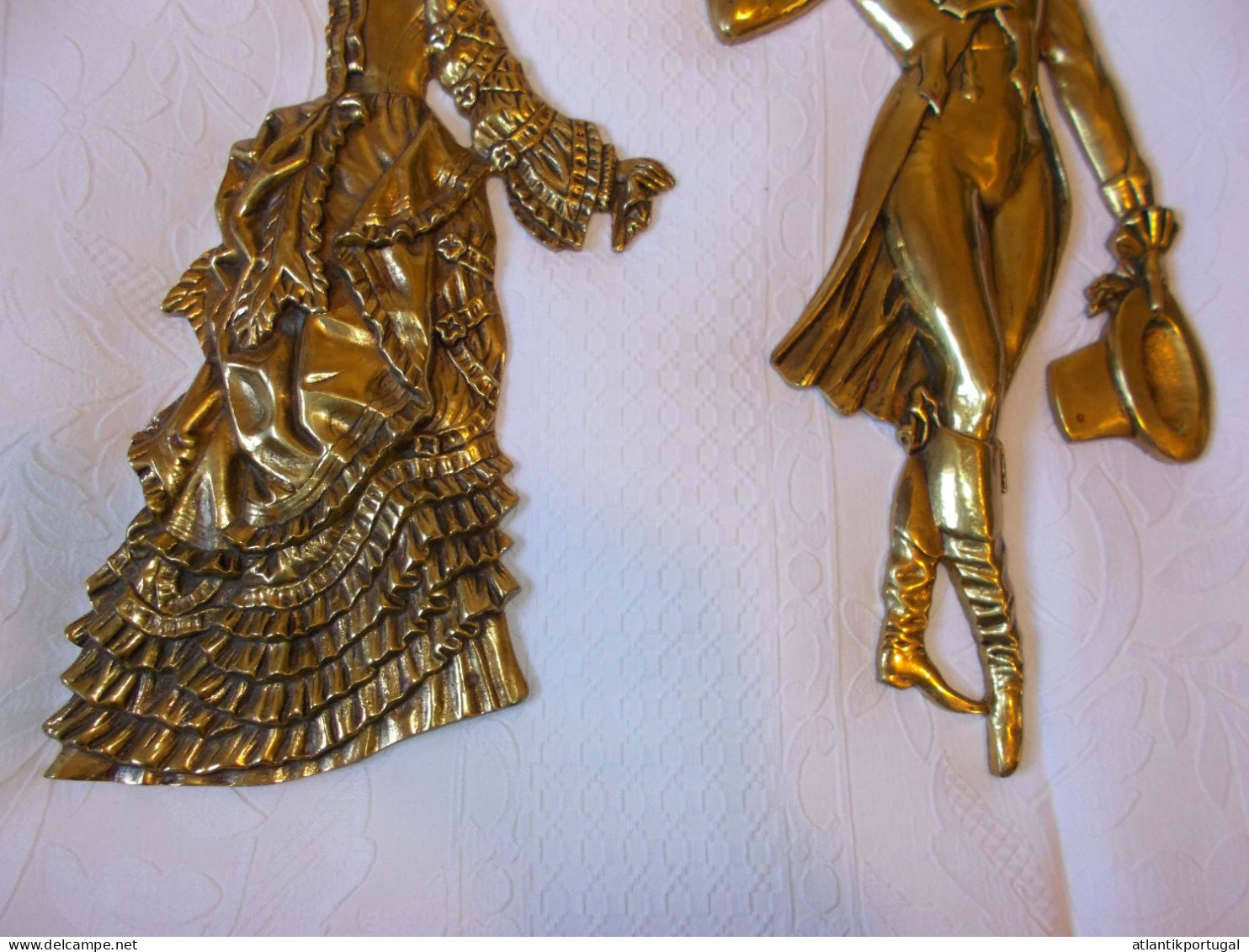 Vintage 2 Stück Messing Wandapplikationen Wandschmuck - Bronzes
