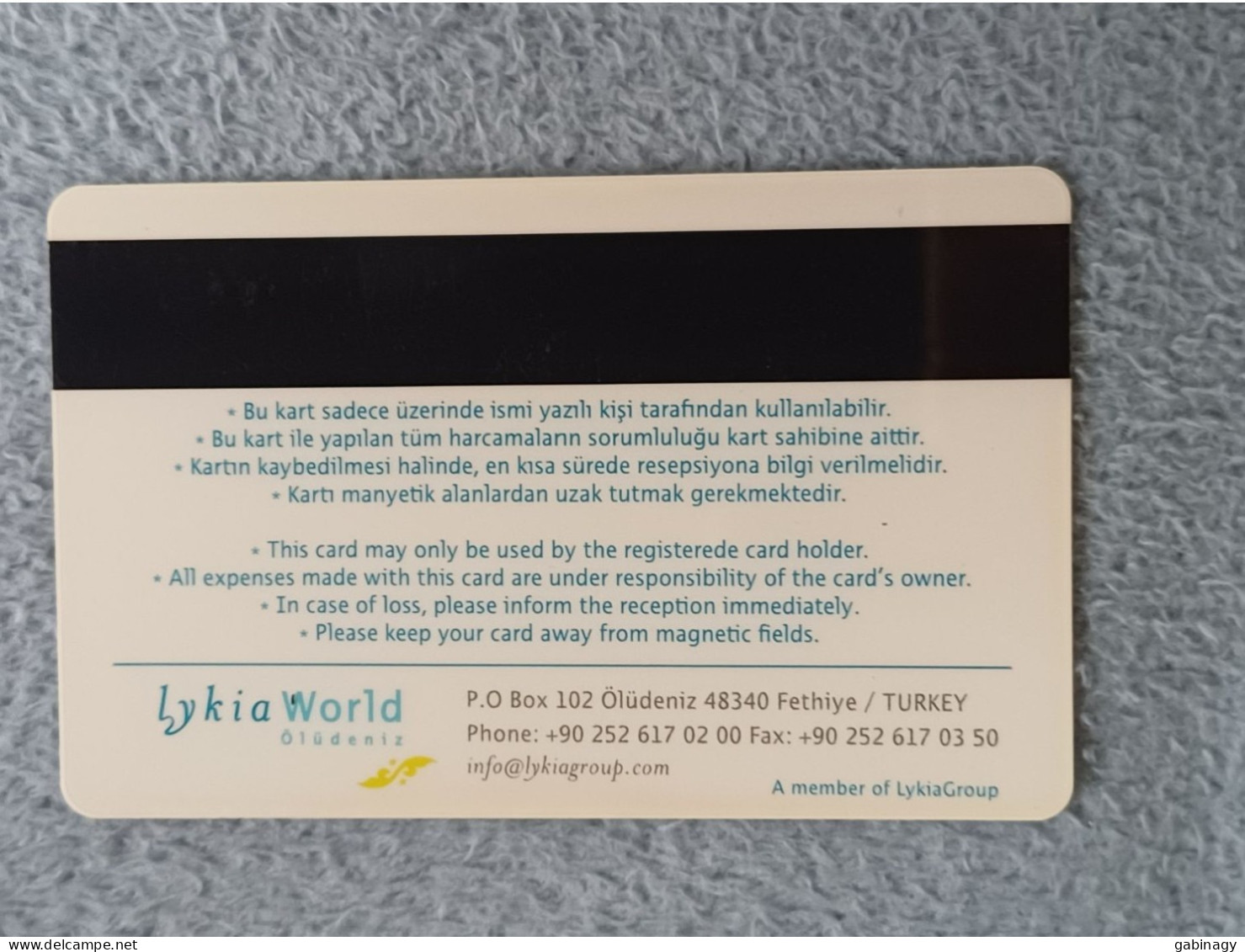 HOTEL KEYS - 2543 - TURKEY - LYKIA WORLD - Cartas De Hotels