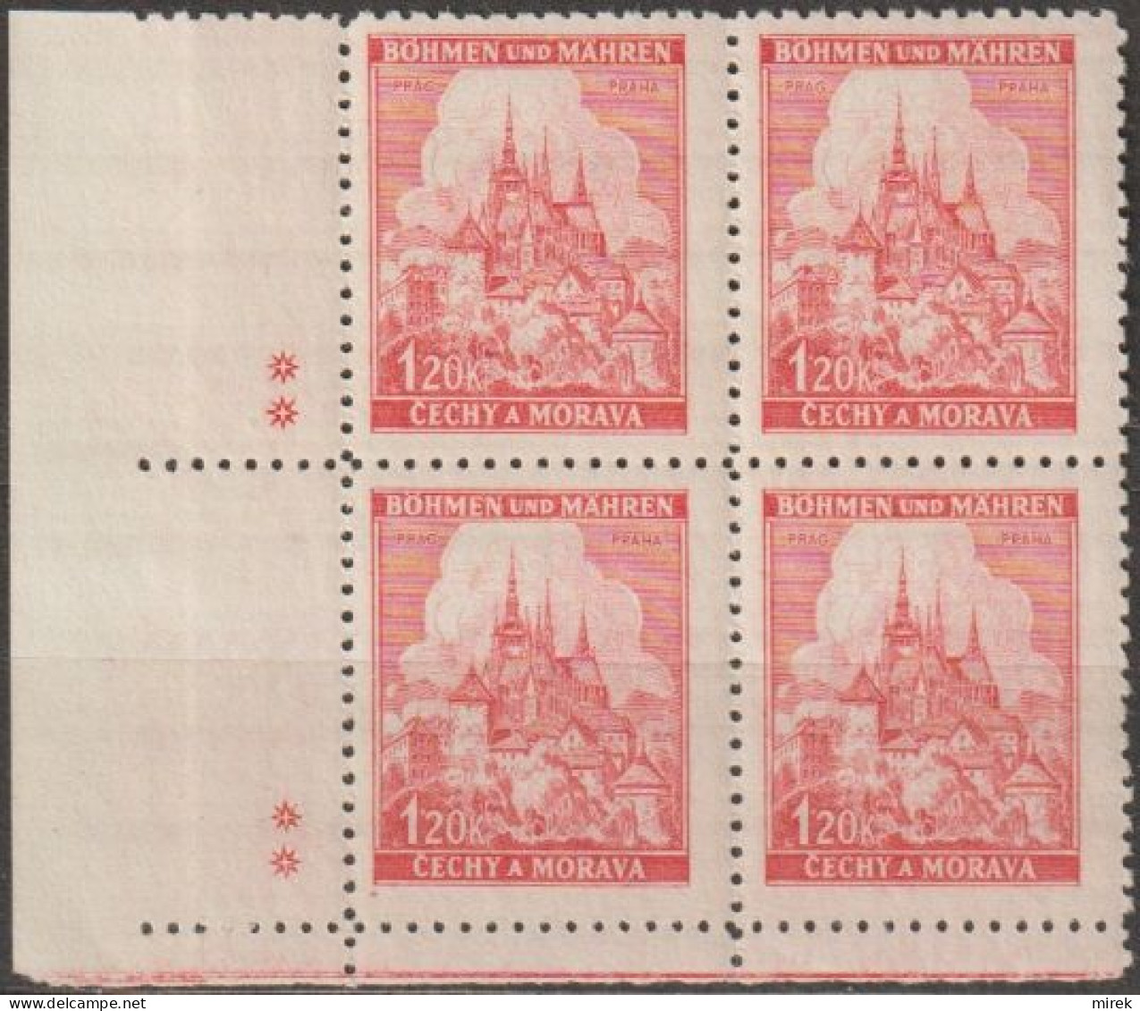 104/ Pof. 57; Corner 4-block, Plate Mark ++ - Unused Stamps