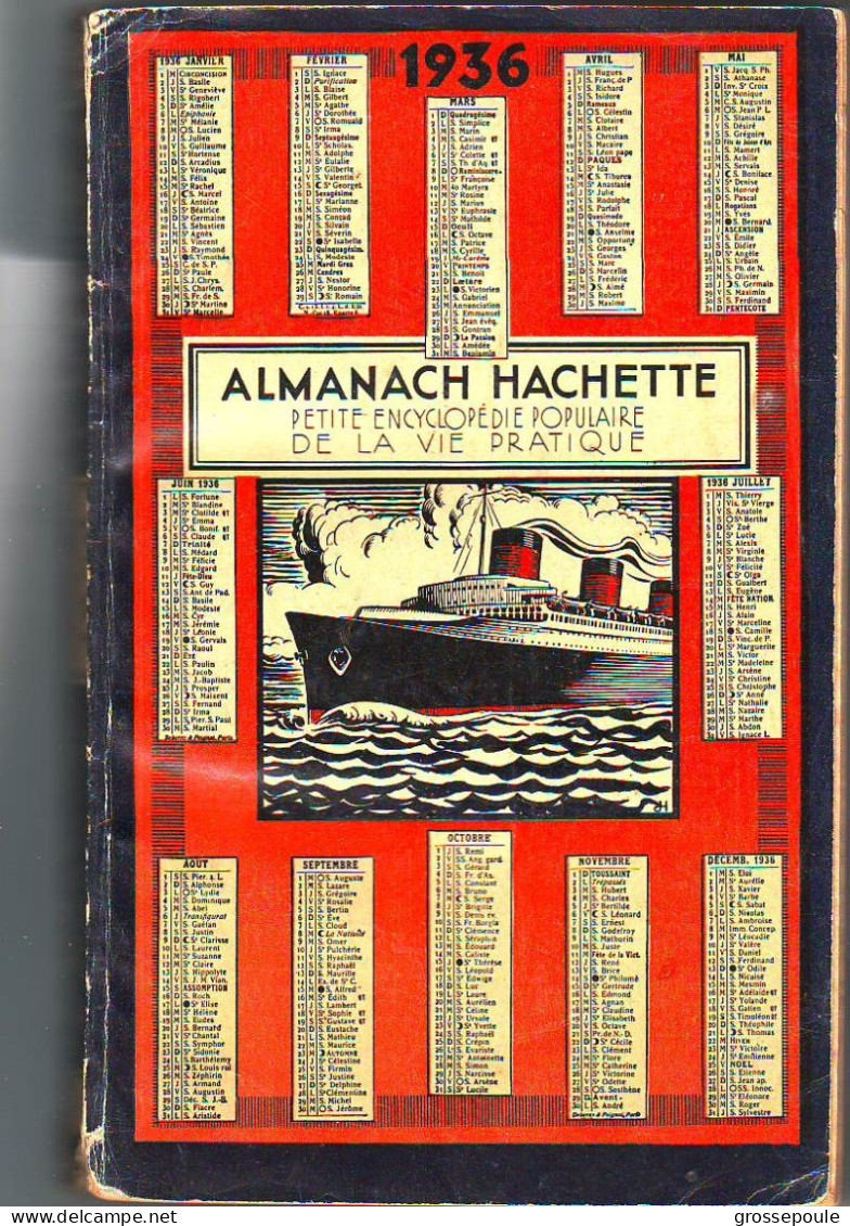 ALMANACH HACHETTE 1936 - BEL ETAT - PETITE ENCYCLOPEDIE POPULAIRE DE LA VIE PRATIQUE - Encyclopaedia