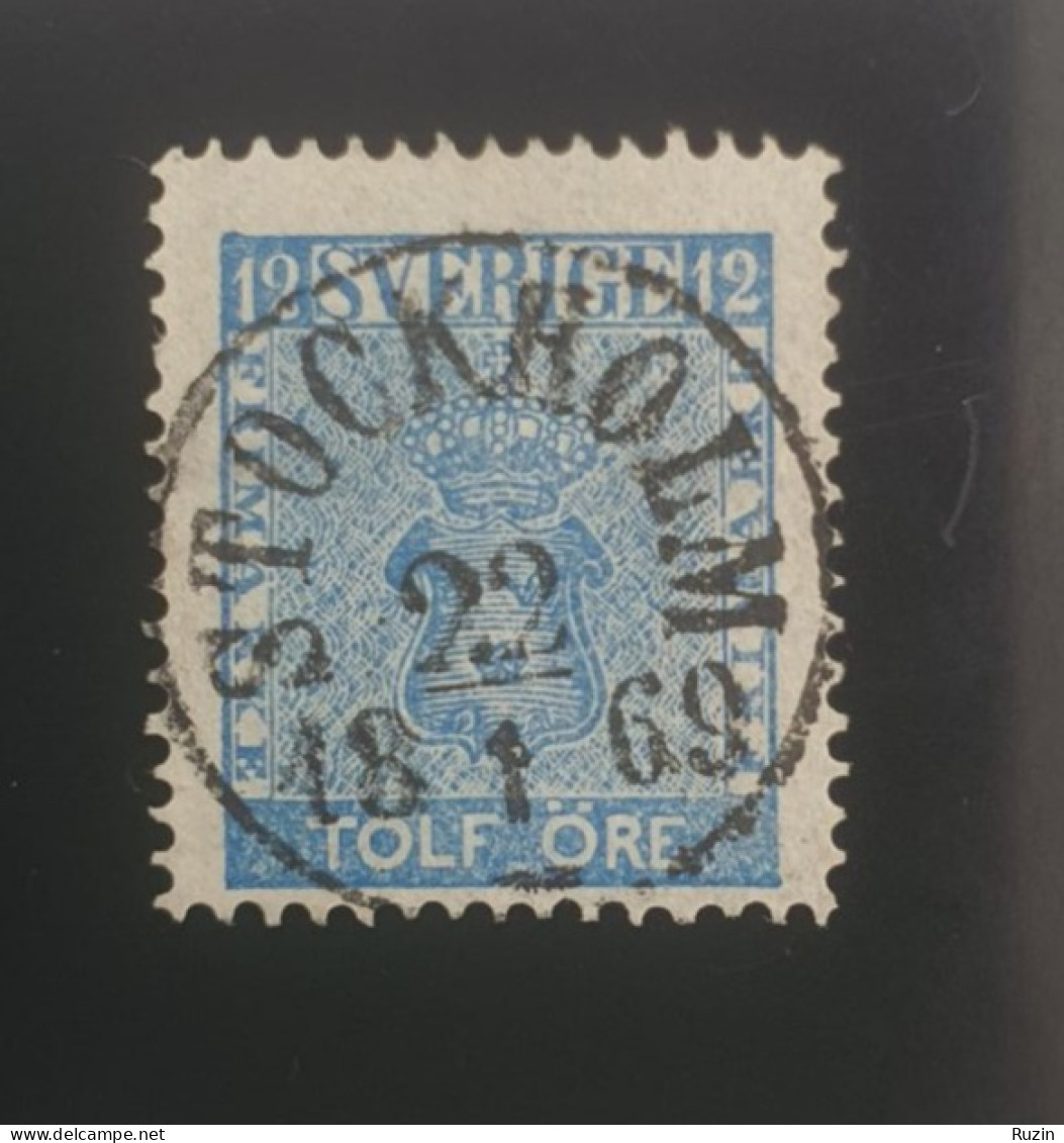 Sweden 1869 Stamp 12 öre Blue - Used Stamps