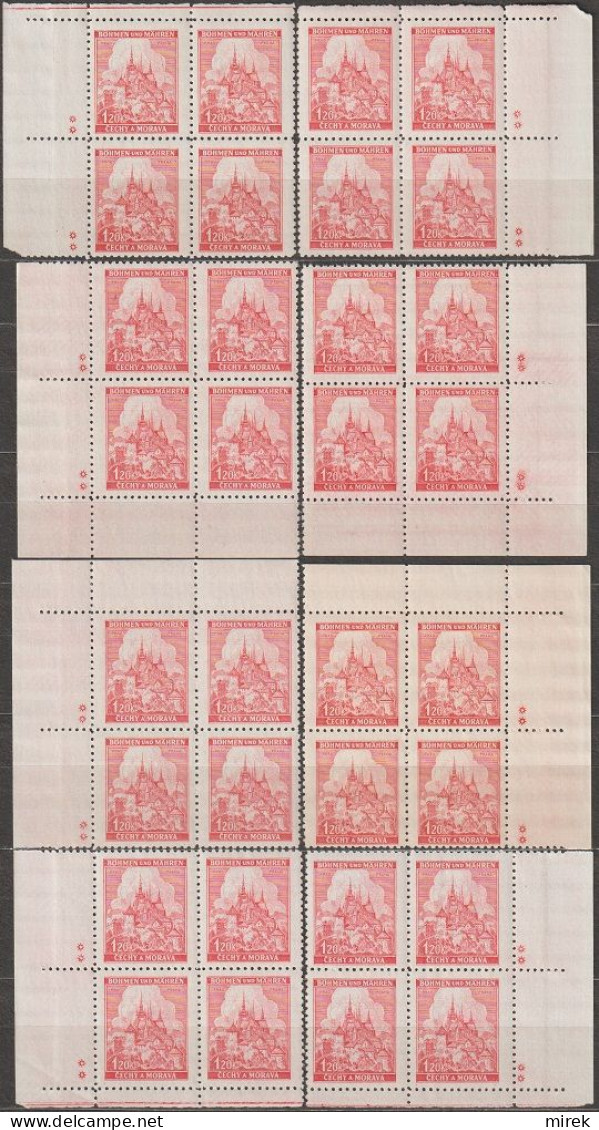 105/ Pof. 57; Corner Big 4-blocks Miniature, Plate Mark ** - Unused Stamps