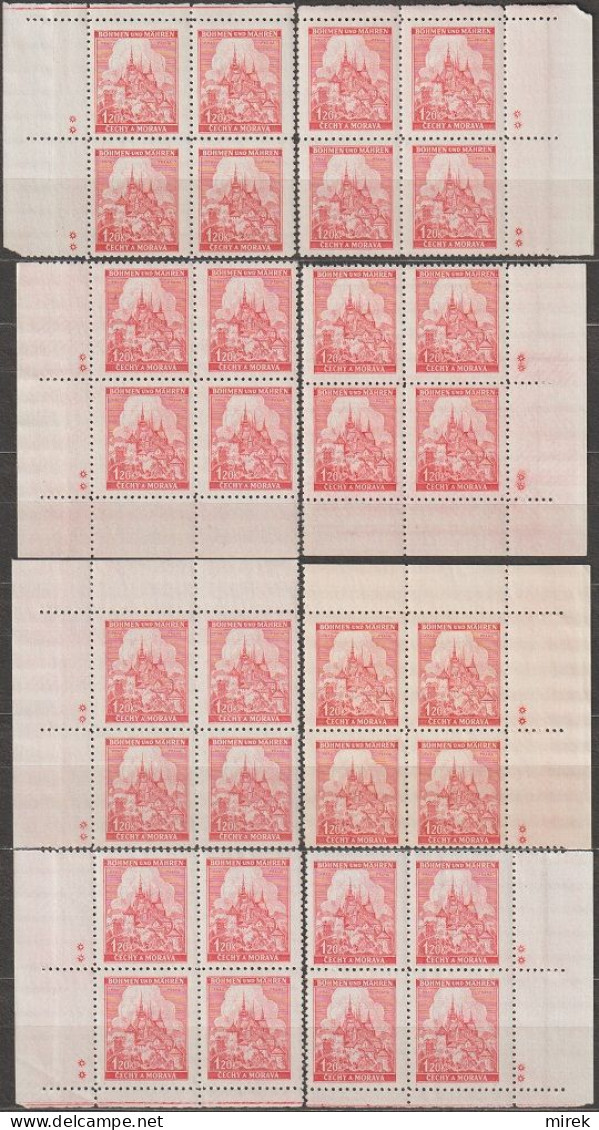 105/ Pof. 57; Corner Big 4-blocks Miniature, Plate Mark ** - Neufs