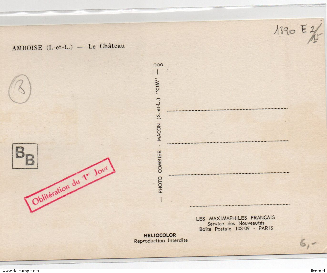 Carte Maxi1963 Premier Jour,  AMBOISE : Le Chateau - 1960-1969