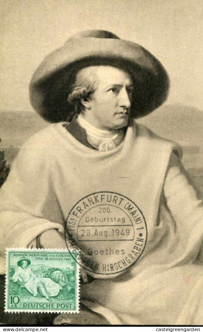 X0288 Germany, Maximum 28.8.1949 Goethe In The Campagna; Painting Johann Heinrich Wilhelm Tischbein Mi-108 - Schrijvers