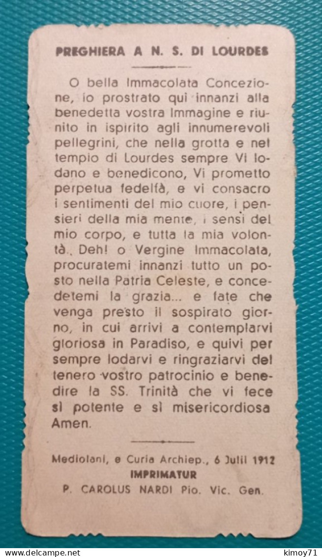 Santino Preghiera A N S. Di Lourdes. 1912 - Religion & Esotérisme