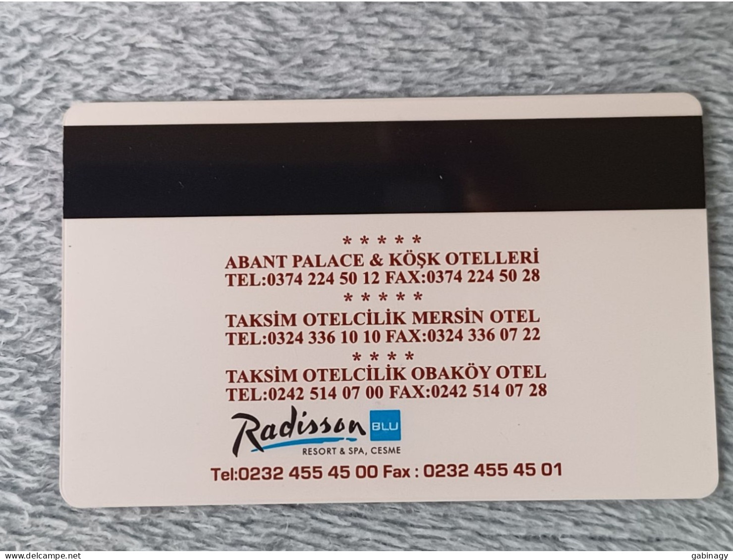 HOTEL KEYS - 2546 - TURKEY - RADISSON BLU RESORT & SPA - Hotelkarten