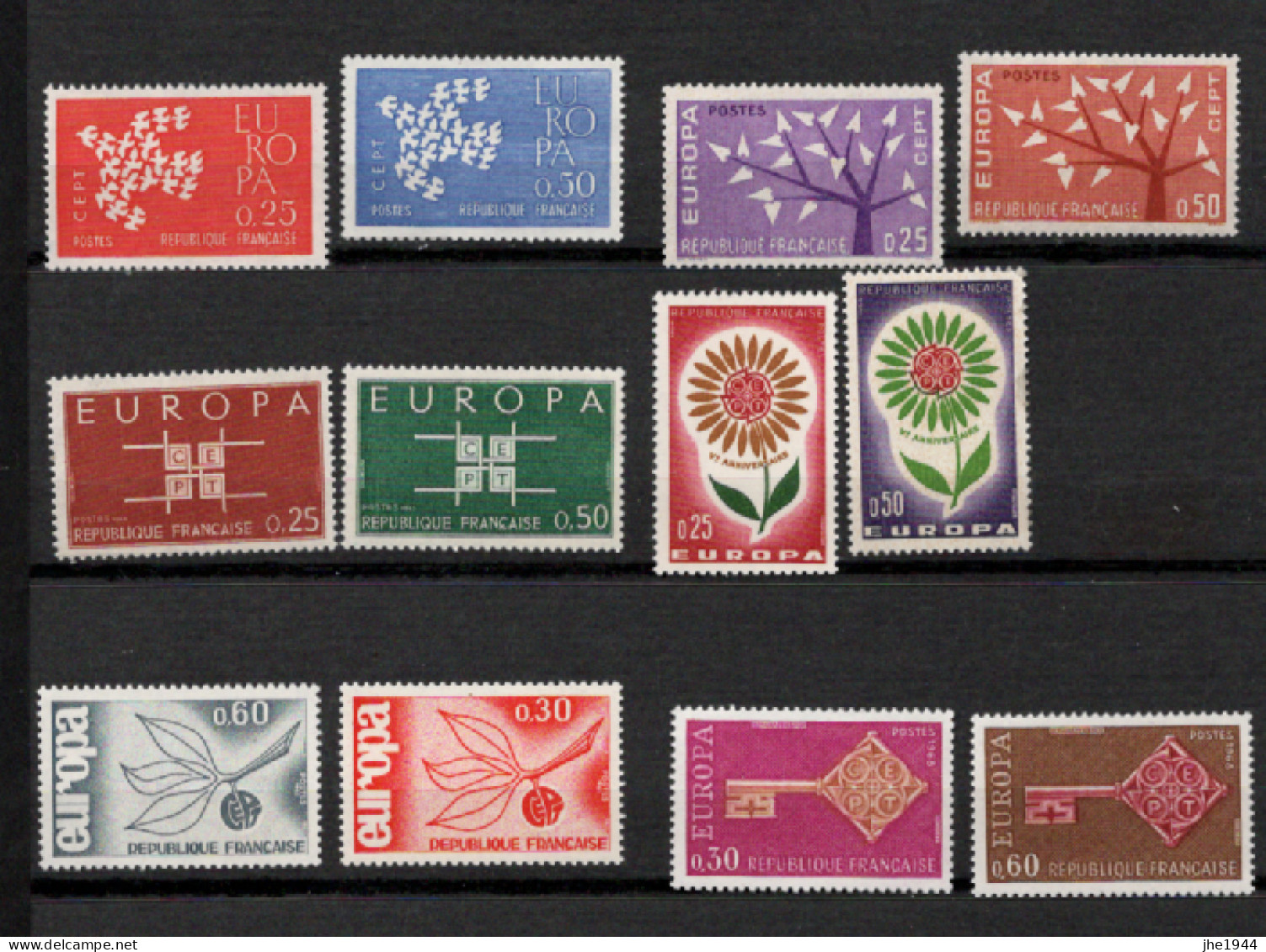 France Europa Années 1961, 1962, 1963, 1964, 1965, 1968 ** Dessins Communs - Unused Stamps