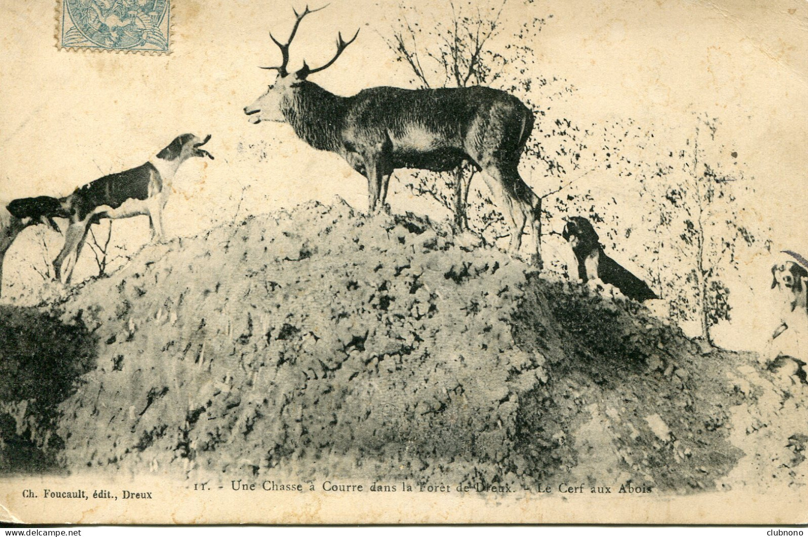 CPA - DREUX - UNE CHASSE A COUR DANS LA FORET - CERF AUX ABOIS - Dreux