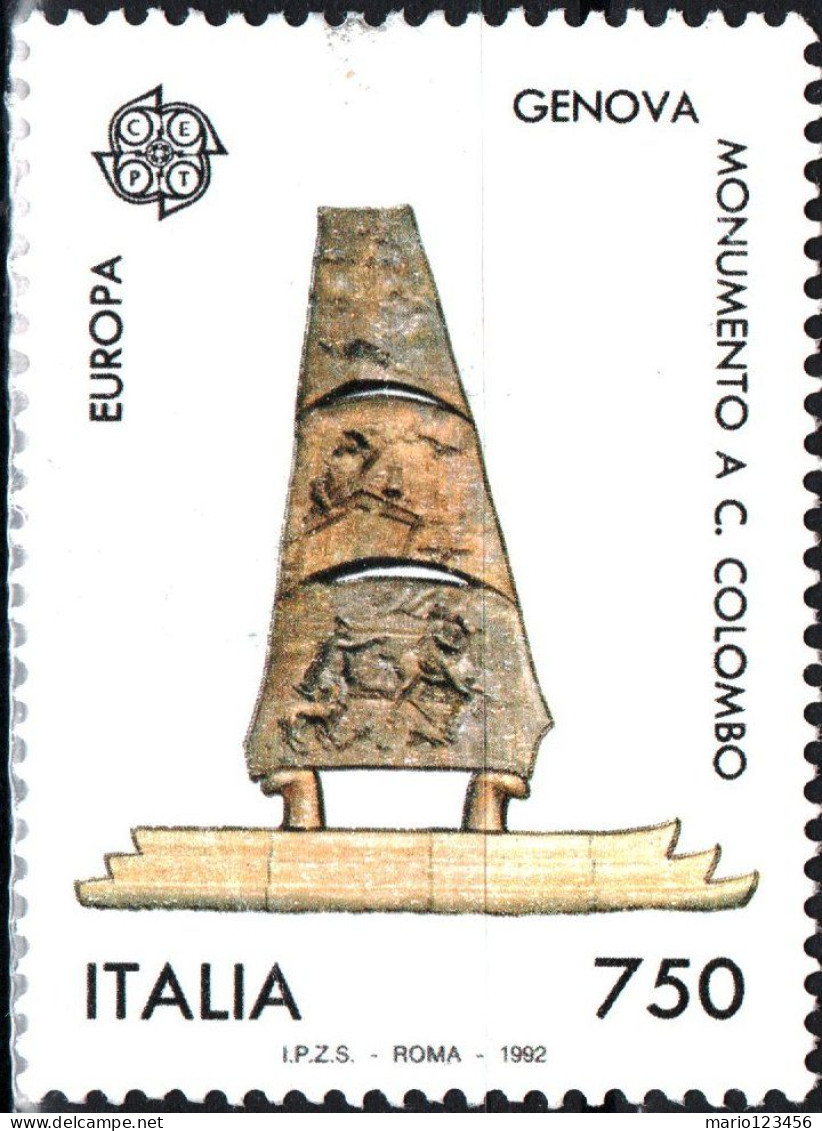 ITALIA, ITALY, CELEBRAZIONI COLOMBIANE, 1992, USATI Scott:IT 1881, Yt:IT 1940 - 1991-00: Afgestempeld