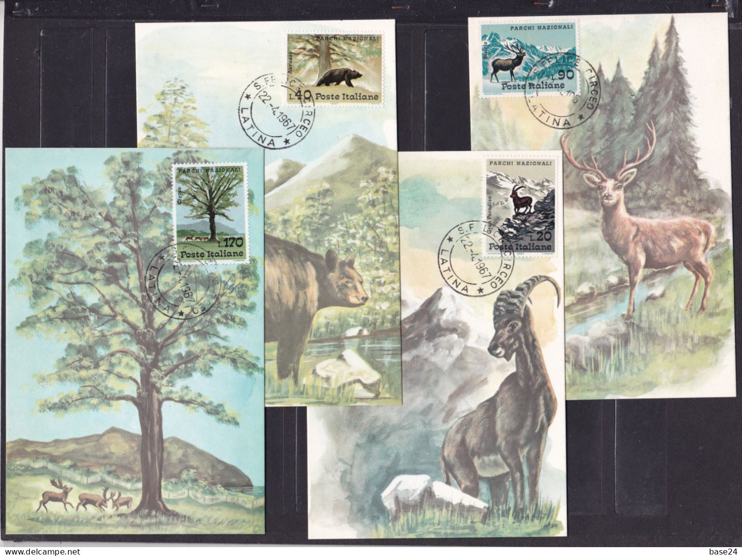 1967 Italia Repubblica, Italy, 4 Cartoline Maximum PARCHI NAZIONALI D'ITALIA Annullo FDC NATIONAL PARKS 4 Maxi Cards - Cartes-Maximum (CM)