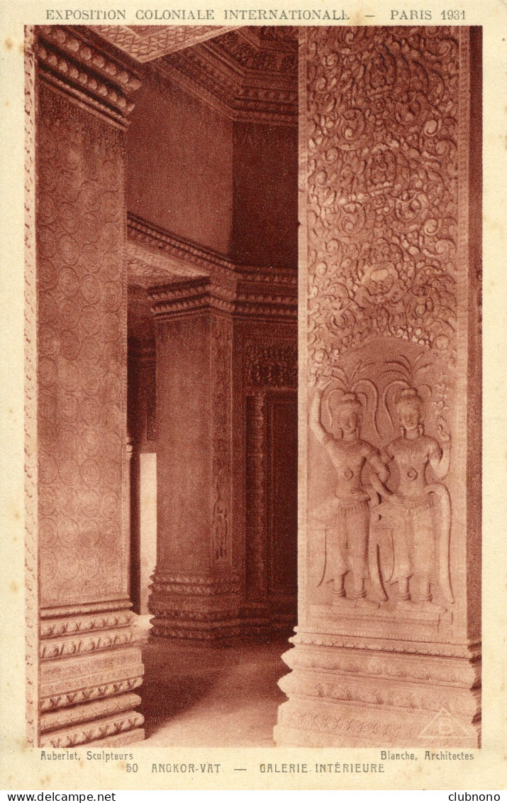 CPA -  PARIS - EXPO COLONIALE  INT. 1931 - ANGKOR-VAT - GALERIE INTERIEURE - Ausstellungen