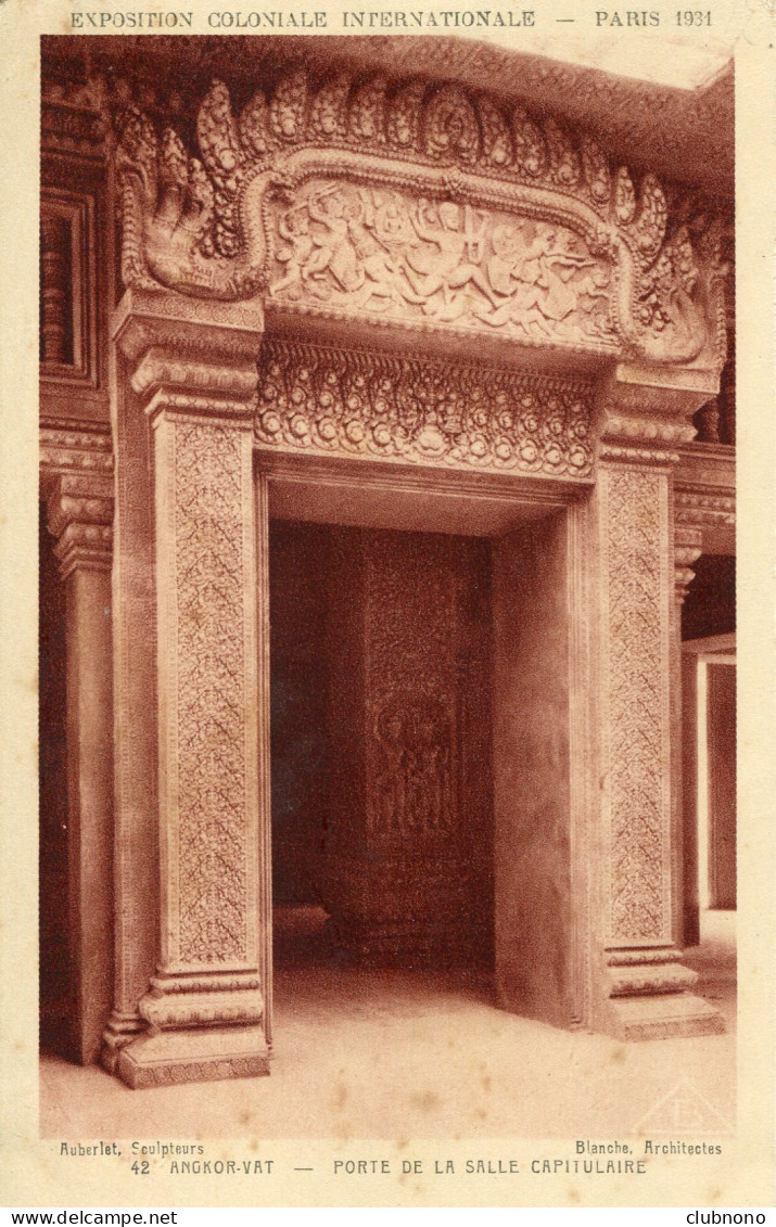 CPA -  PARIS - EXPO COLONIALE  INT. 1931 -  ANGKOR-VAT - PORTE DE LA SALLE CAPITULAIRE - Mostre