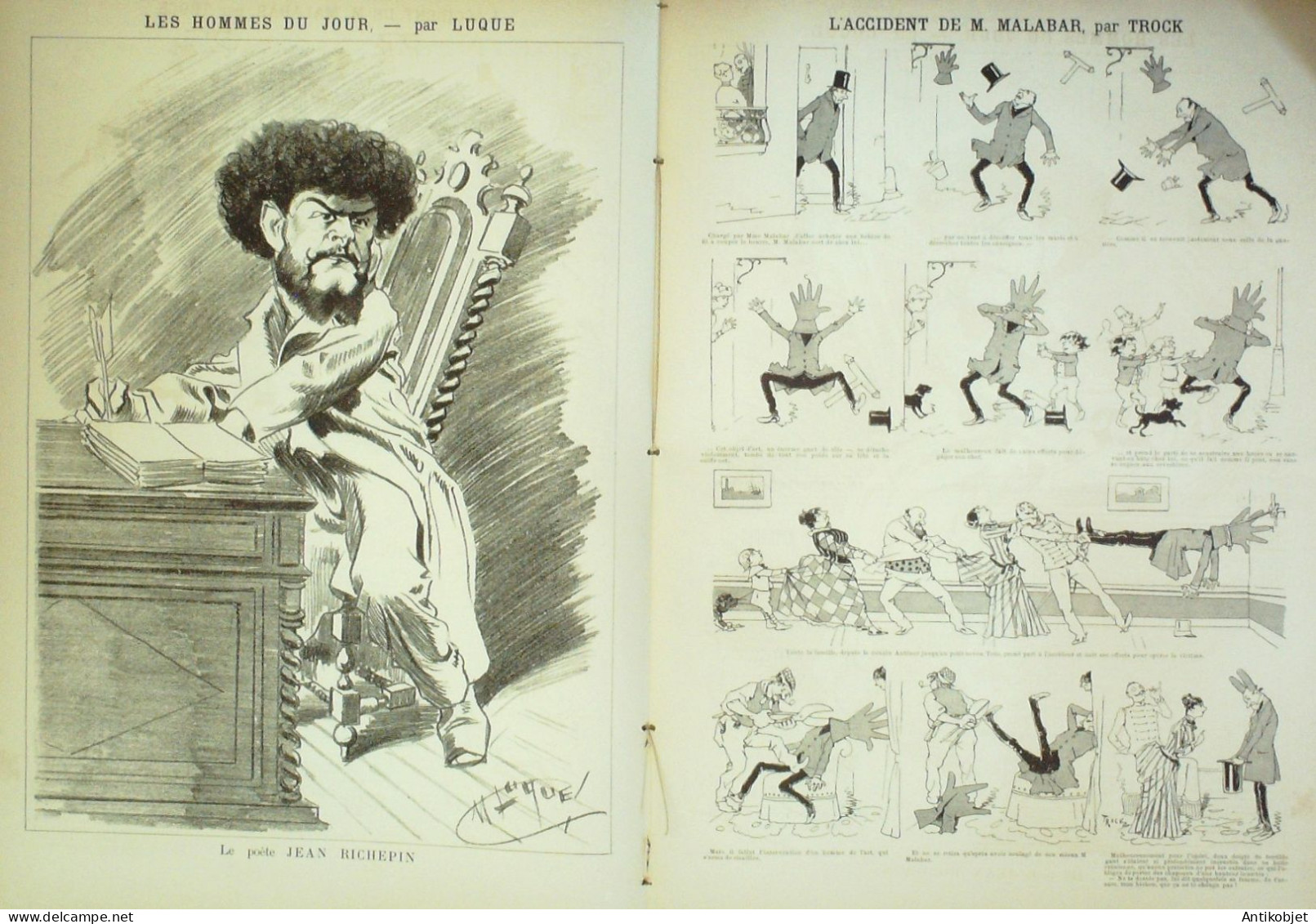 La Caricature 1886 N°359 Draner Richepin Par Luque Malabar Par TrockSorel - Revues Anciennes - Avant 1900