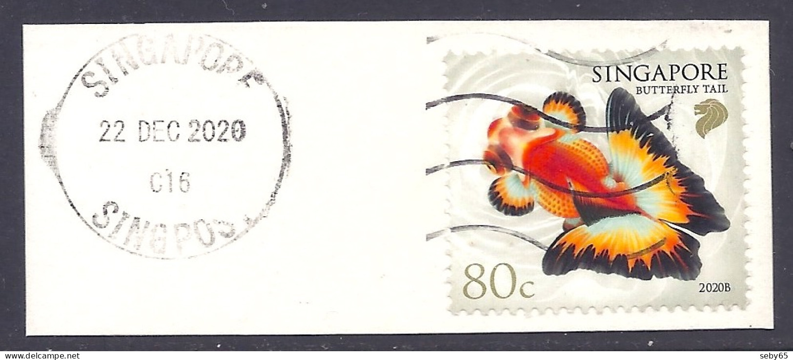 Singapore 2020 - Definitives,  Tropical Fauna, Goldfish, Fish, Butterfly Tail, Marine Life - Used - Singapur (1959-...)