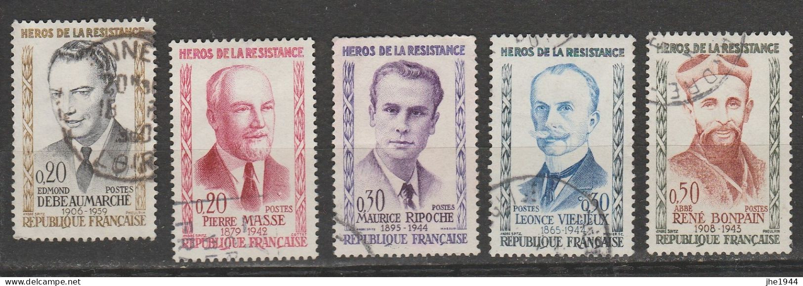 France N° 1248 à 1252 La Série Heros De La Resistance - Used Stamps