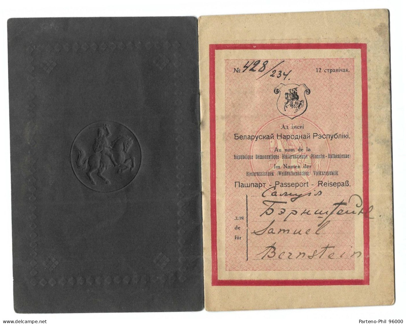 1923 White Ruthenian Belarus Passport - Documenti Storici