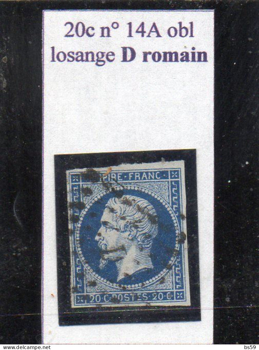 Paris - N° 14A Obl Losange D Romain - 1853-1860 Napoléon III.