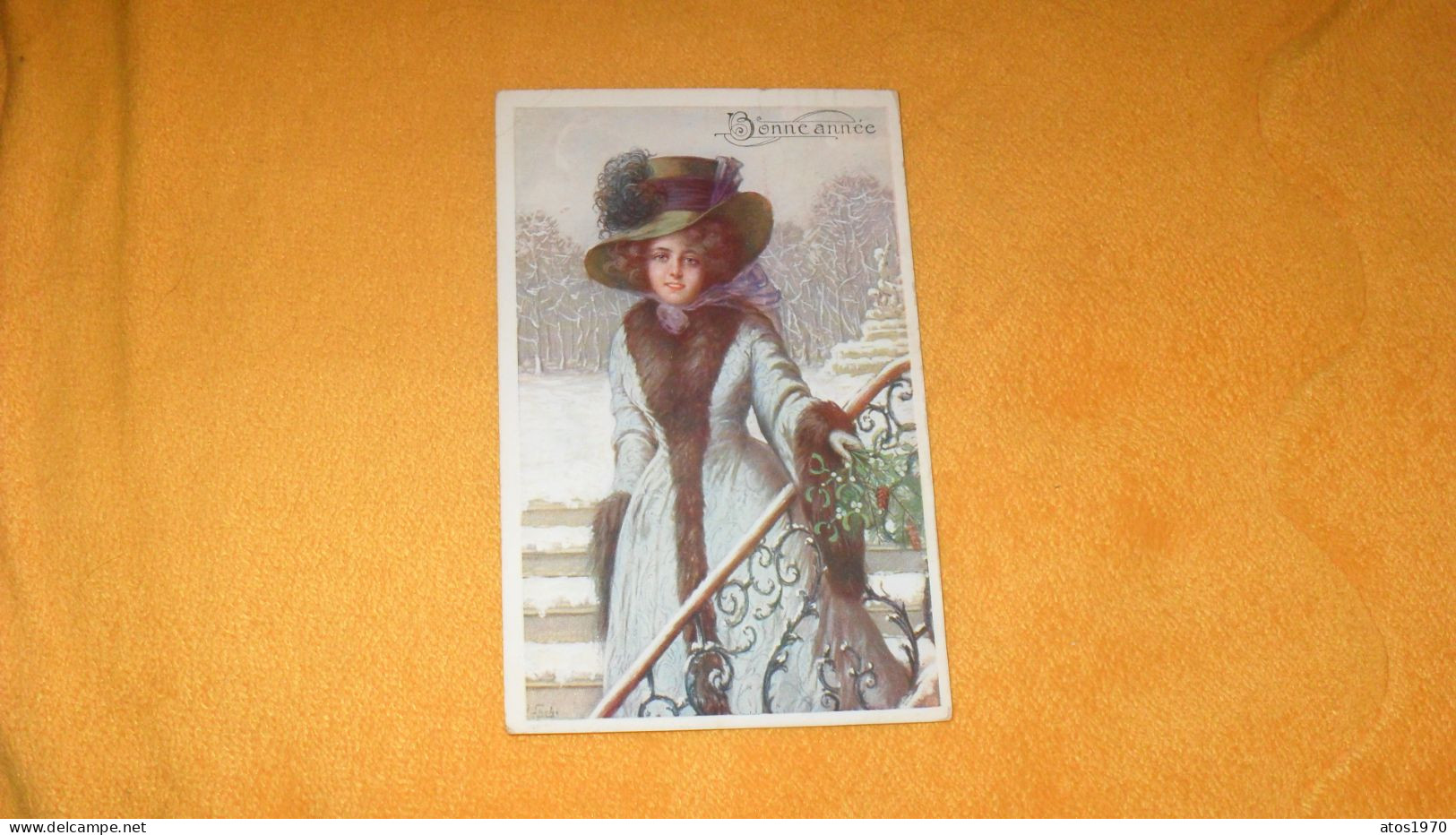 CARTE POSTALE ANCIENNE CIRCULEE DE 1913../ BONNE ANNEE...PORTRAIT DE FEMME CHAPEAU ET MANTEAU..CACHET + TIMBRE - Vrouwen