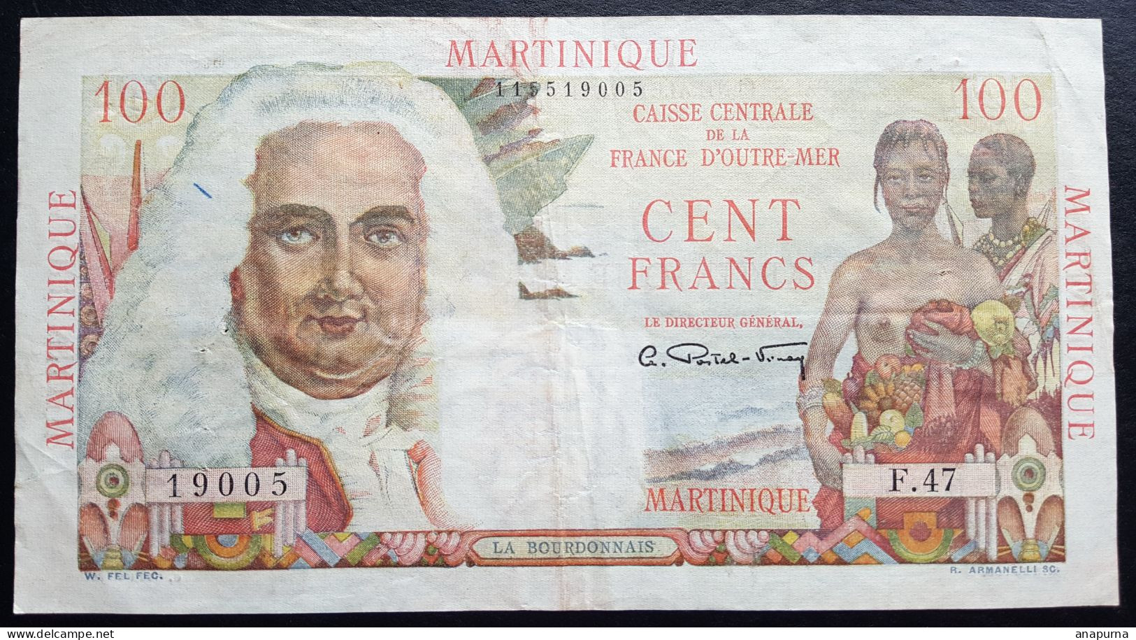 Billet 100 Francs Martinique La Bourdonnais, Francs, Caisse Centrale De La France D'Outre-Mer, 19005 - Otros – Oceanía