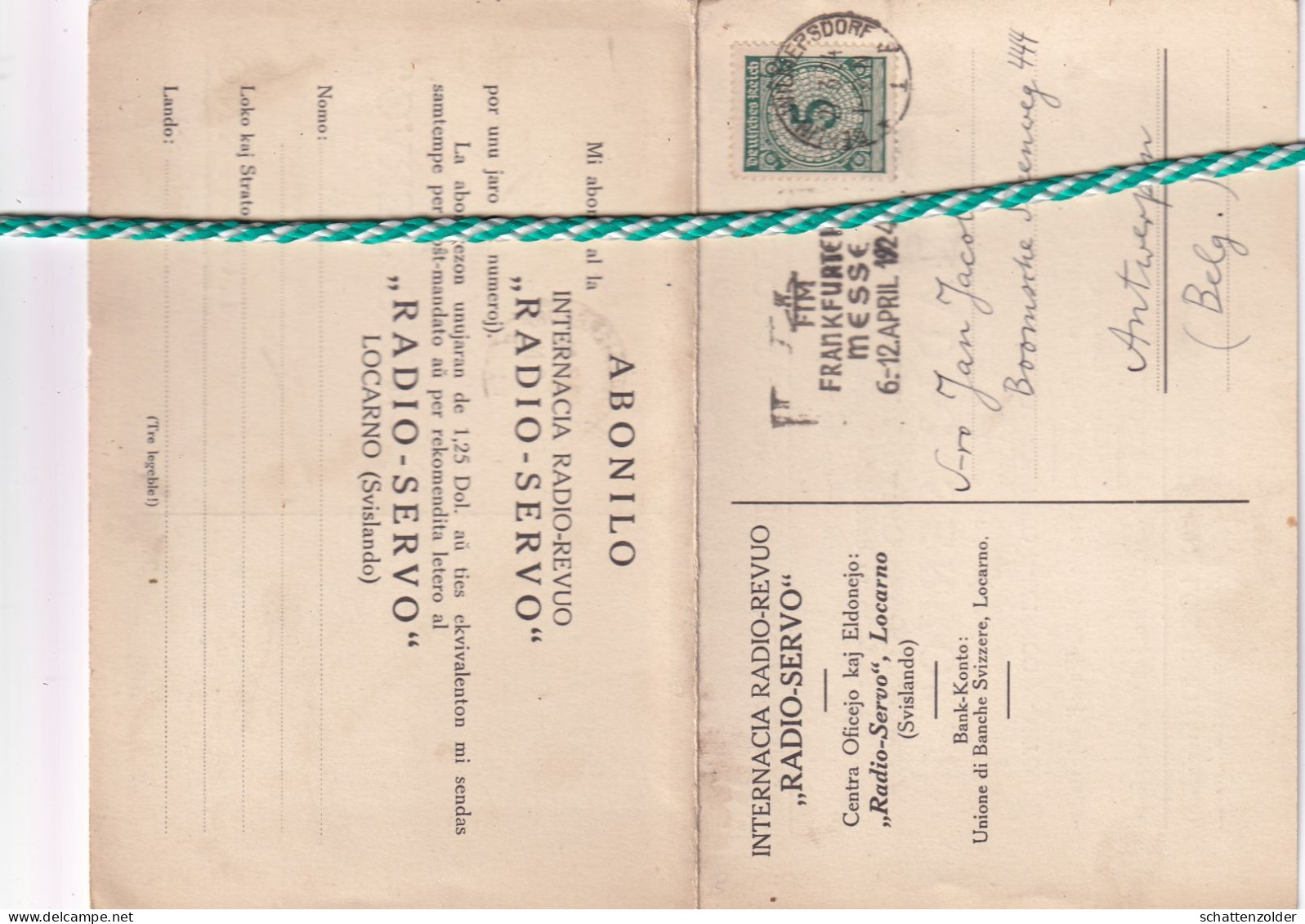 Esperanto Postkaart, Internacia Radio-Revuo "Radio-Servo", Locarno (Svislando) - Esperanto