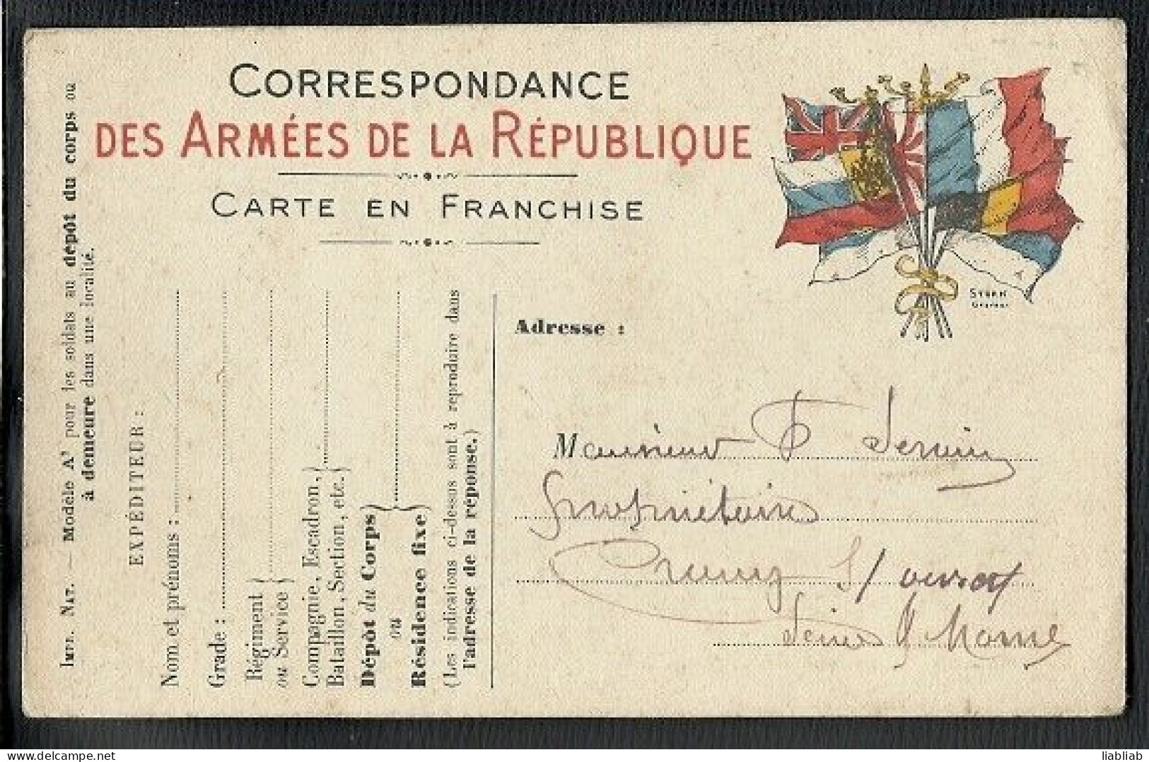 CARTE POSTALE = CORRESPONDANCE DES ARMEES DE LA REPUBLIQUE - Sonstige & Ohne Zuordnung