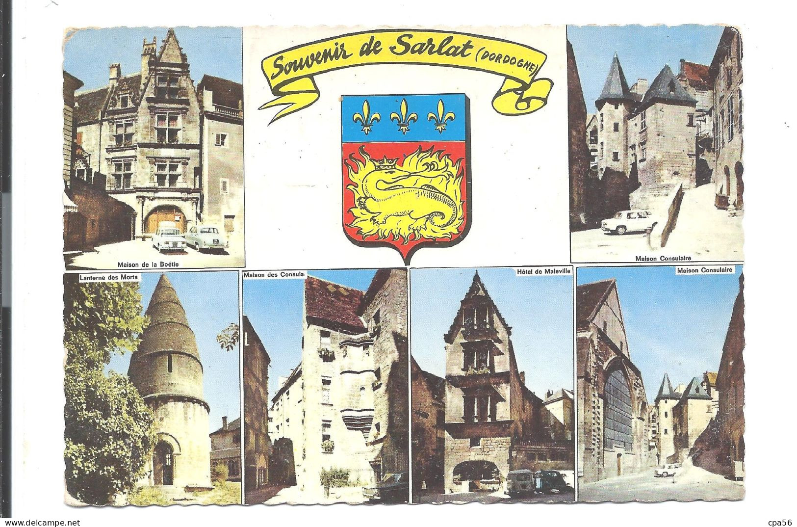 SARLAT - Carte Multivues Et BLASON - Souvenir - Combier Cl. 1 C - VENTE DIRECTE X - Sarlat La Caneda