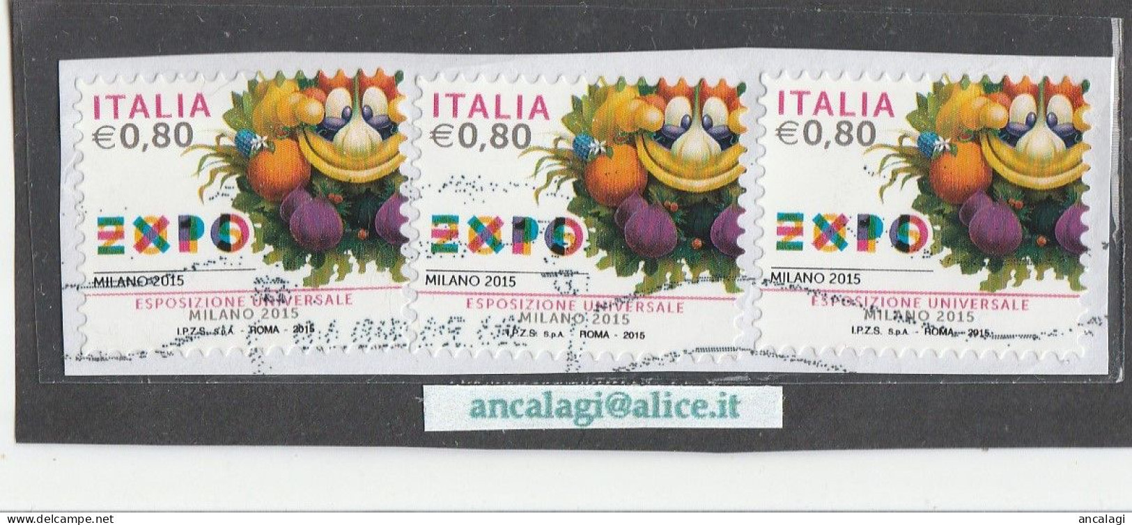 USATI ITALIA 2015 - Ref.1289 "EXPO" 3 Val. € 0,80 - In Striscia - - 2011-20: Gebraucht