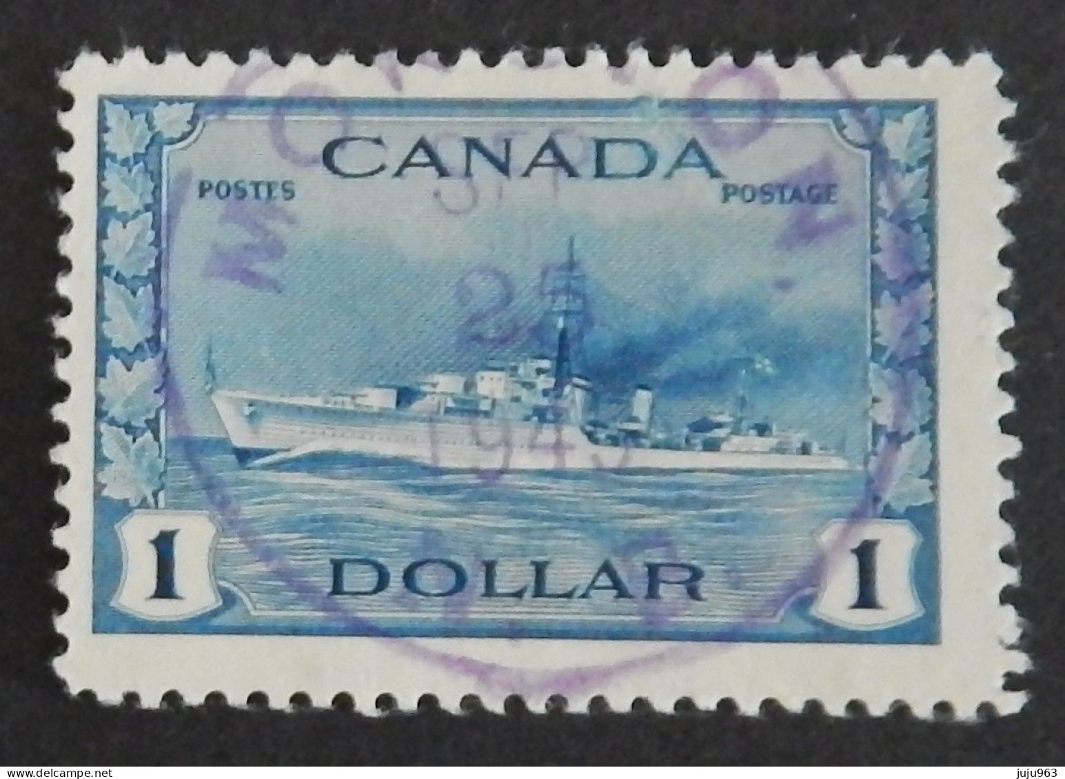 CANADA YT 218 OBLITÉRÉ "DESTROYER IROQUOIS" ANNÉES 1943/1948 - Oblitérés