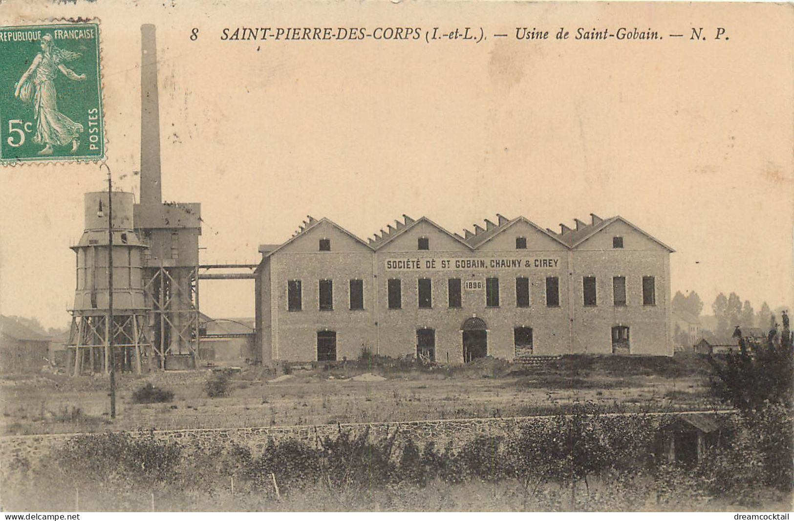 37 SAINT-PIERRE-DES-CORPS. Usine De Saint Gobain 1916. Société Chauny Et Cirey - Other & Unclassified