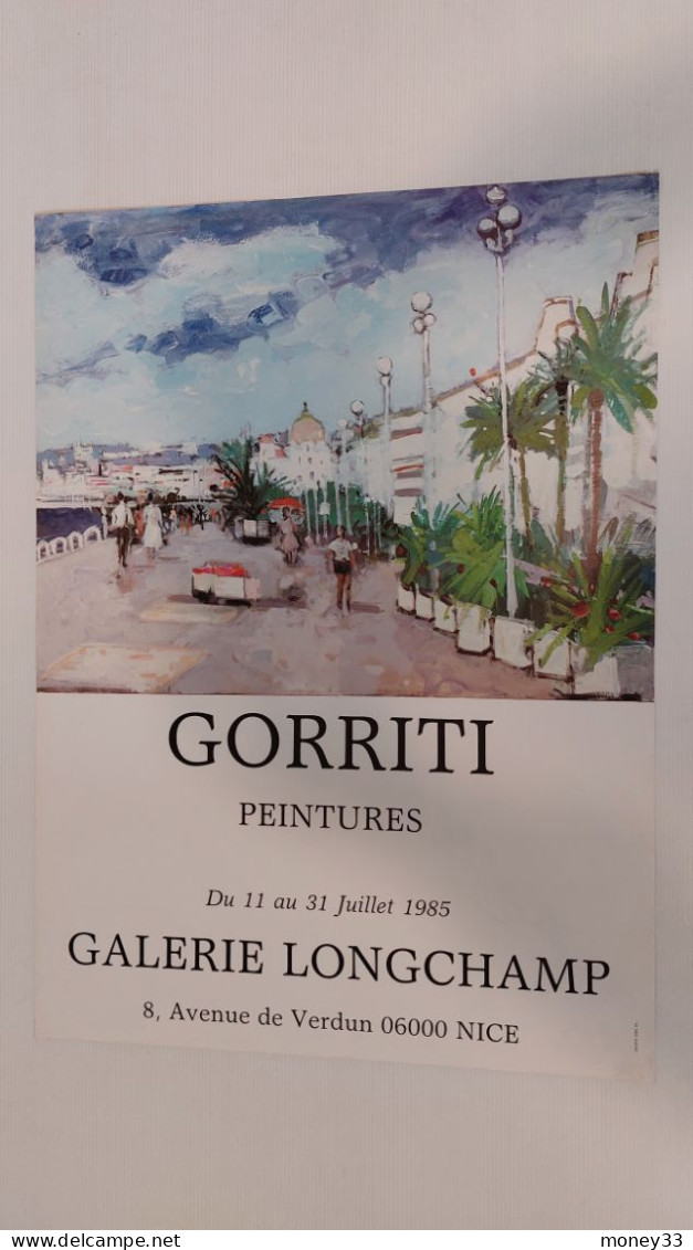 Affiche GORRITI Galerie Longchamp à Nice Du 11 Au 31 Juillet 1985 " La Promenade Des Anglais " - Affiches