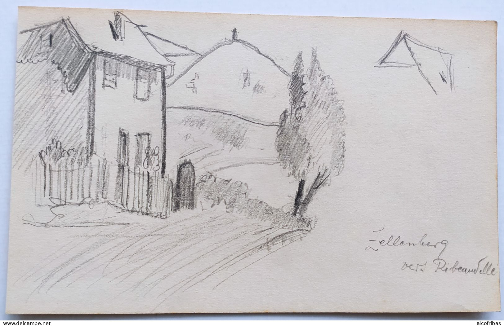 68 Zellenberg Vers  Ribeauvillé Crayon Esquisses  Ruelle Maison Ancienne De Mack - Dessins