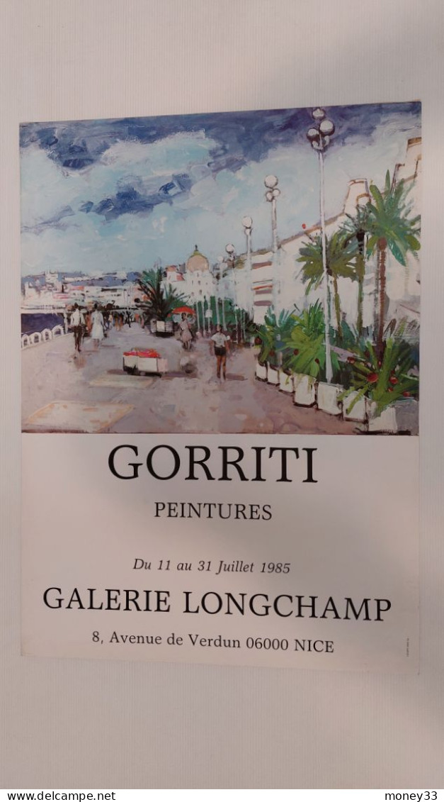 Affiche GORRITI Galerie Longchamp à Nice Du 11 Au 31 Juillet 1985 " La Promenade Des Anglais " - Plakate