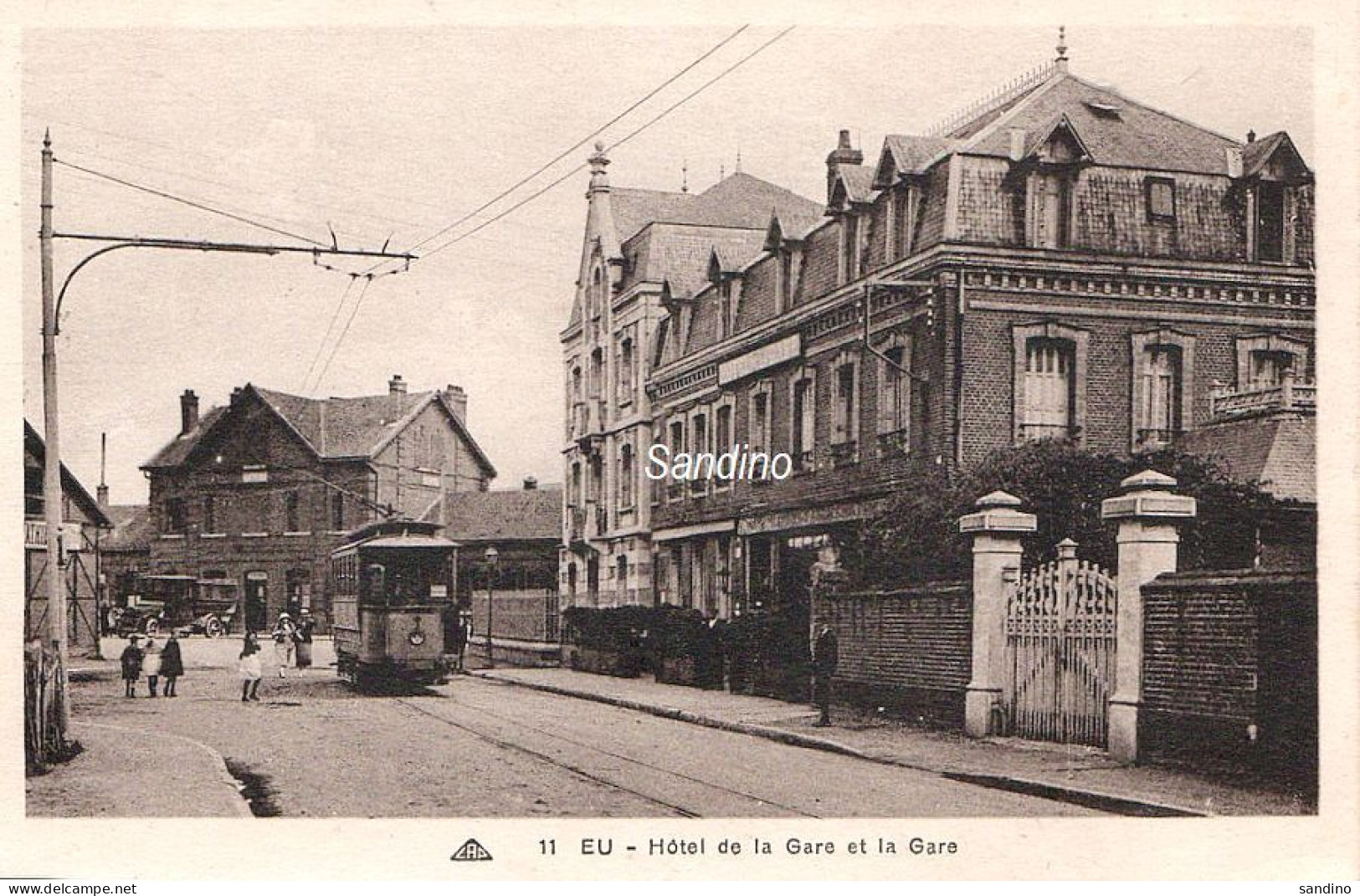 Eu, Hôtel De La Gare + Tramway (écrite 1934) Seine-maritime - Eu