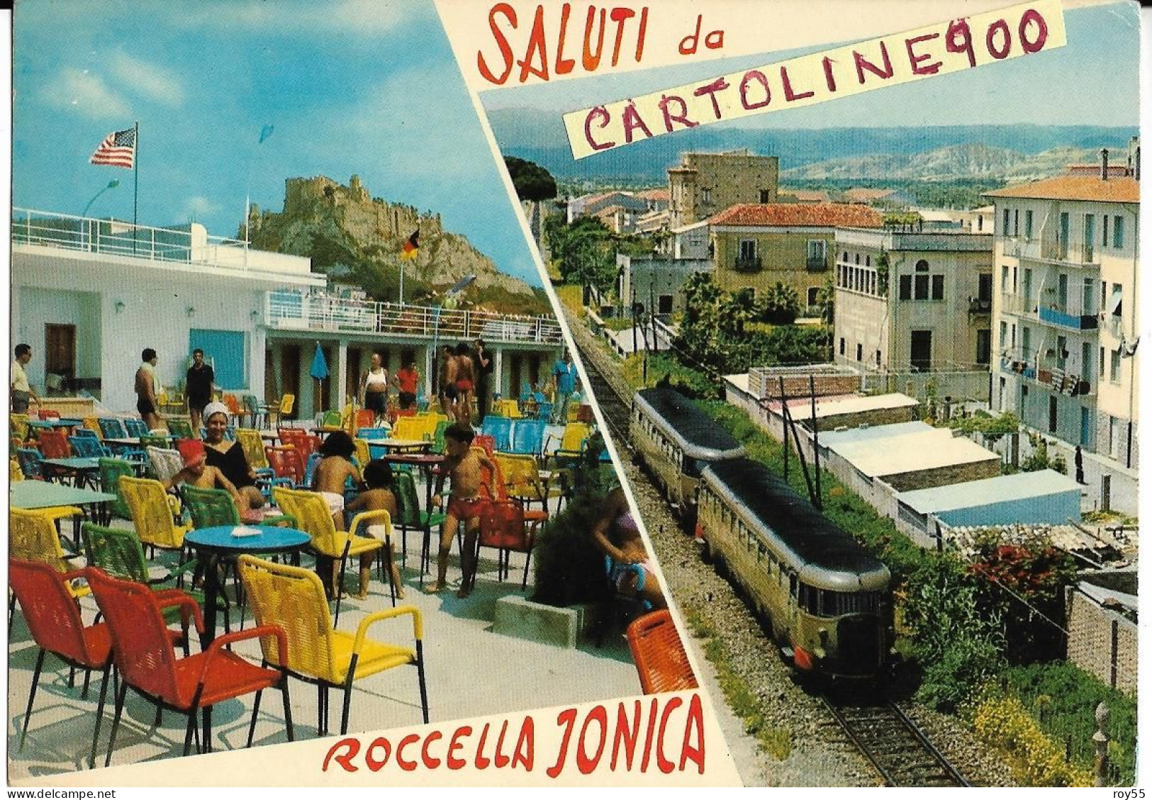 Calabria-reggio Calabria-roccella Jonica Vedute Bar Ristoro Treno Littorina In Transito Linea Ferroviaria Saluti Da - Altri & Non Classificati