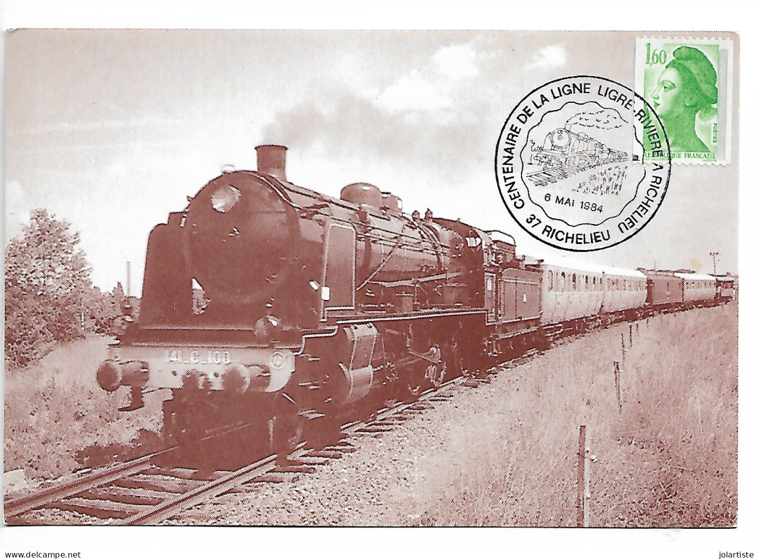 Carte Maximum Train Du Centenaire Ligne De TIGRE RIVIERE A RICHELIEU N0173 - 1980-1989