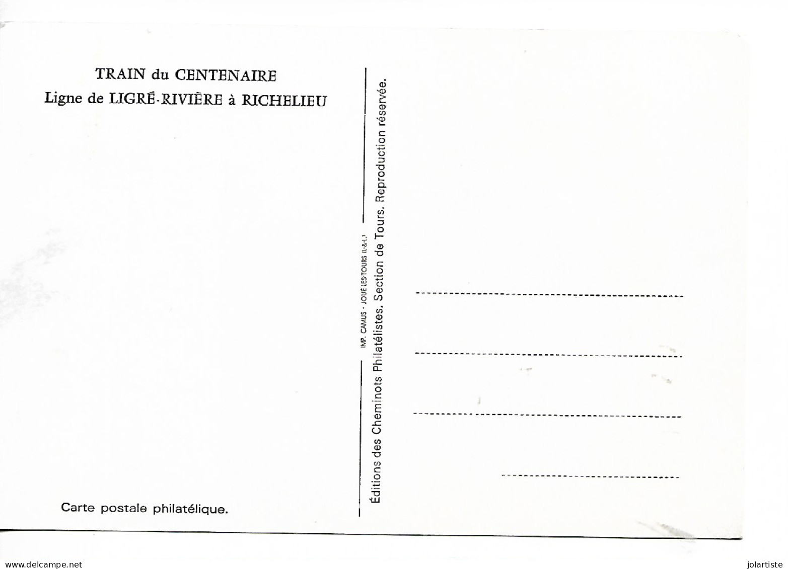 Carte Maximum Train Du Centenaire Ligne De TIGRE RIVIERE A RICHELIEU N0173 - 1980-1989