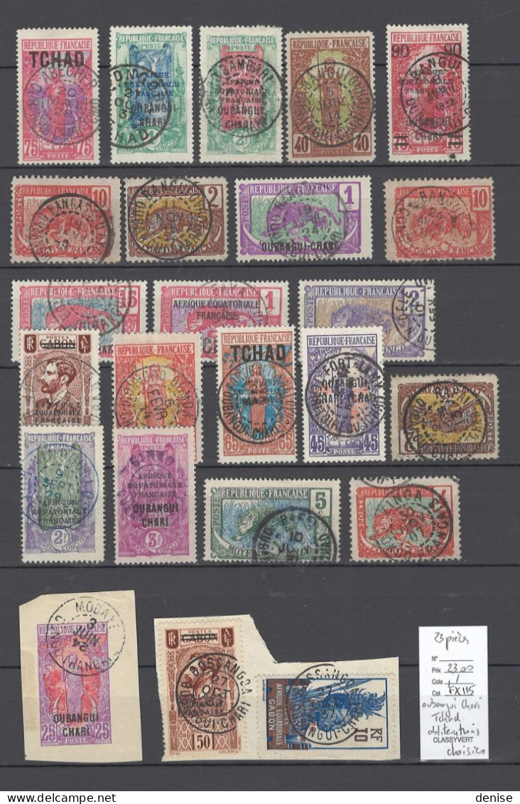 Oubangui Chari - Tchad - Lot De Timbres Avec Oblitérations Choisies - 23 Piéces - Used Stamps