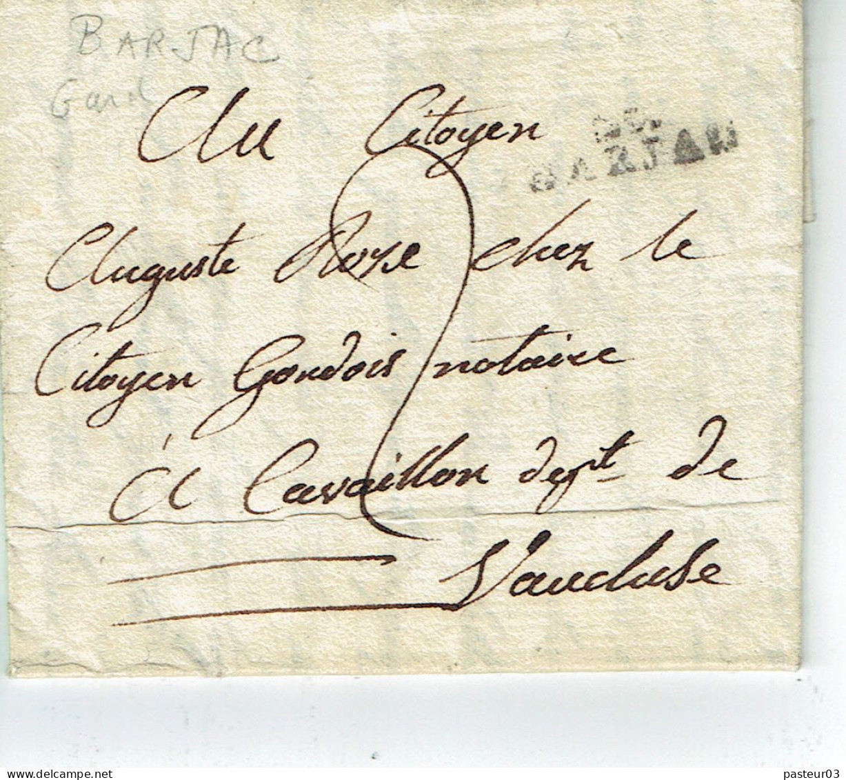 Barjac 29 Gard Lettre Du 7 Brumaire An 9 Pour Cavaillon Vaucluse (1801) - 1801-1848: Voorlopers XIX