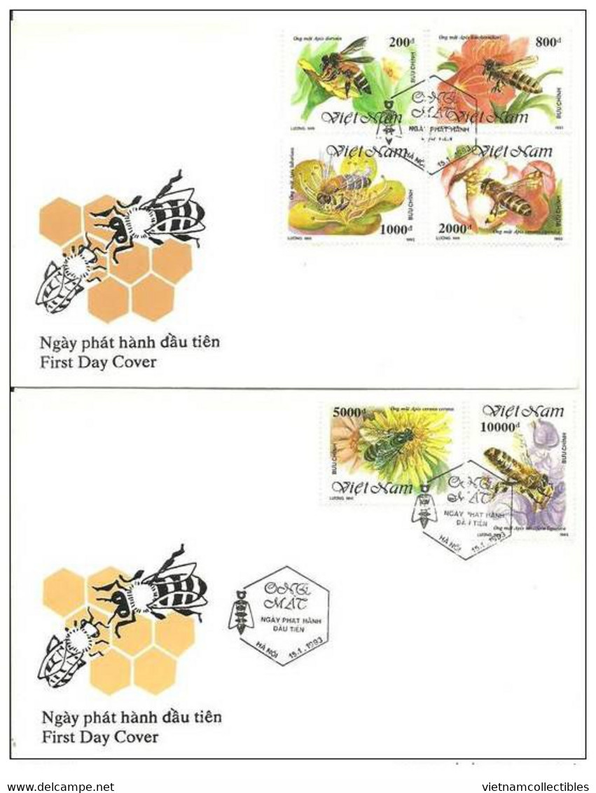 FDC Vietnam Viet Nam Covers With Perf Stamps 1993 : Honey Bees / Bee / Insect (Ms657) - Viêt-Nam