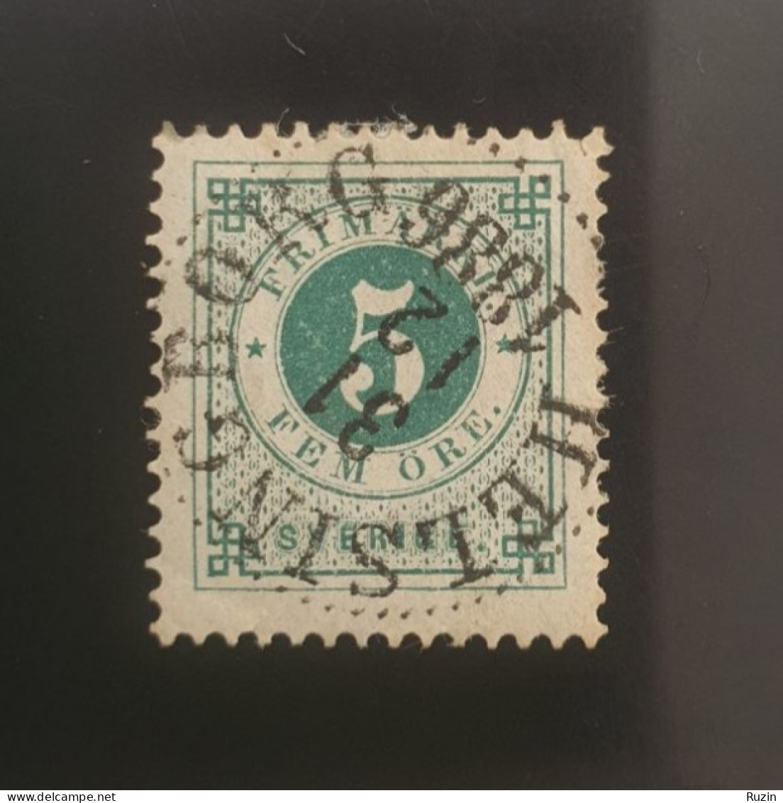 Sweden Stamp 1886 - Circle Type 5 öre Green With Very Nice Cancelation And Wmk - Gebraucht