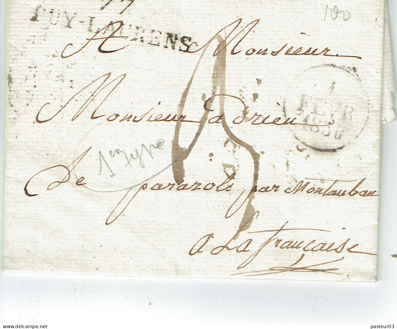 Puy Laurens 77 Lettre Du 1 Février 1830 Pour Montauban - 1801-1848: Precursori XIX