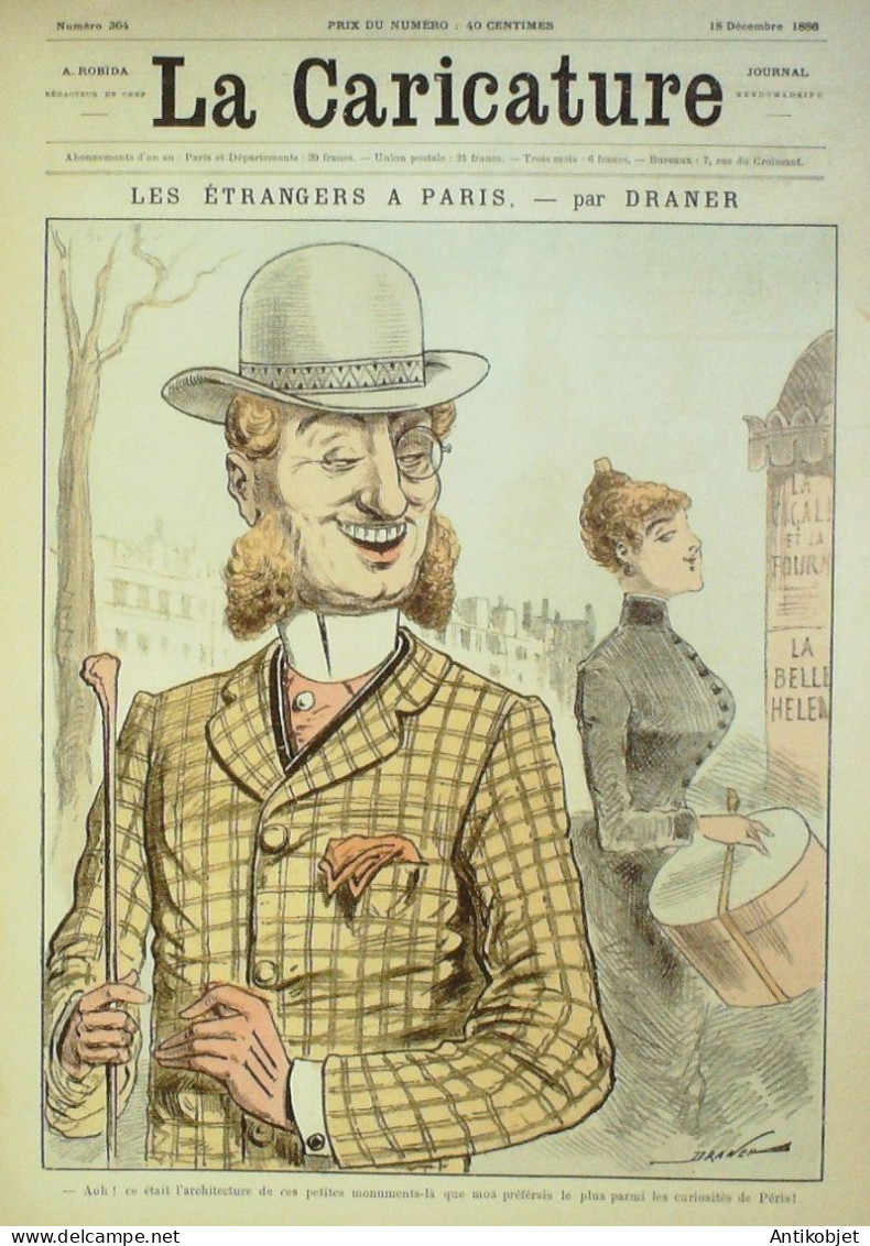 La Caricature 1886 N°364 Etrangers Draner Coquelin Par Luque Canonnier Kerbinet Gino - Revistas - Antes 1900