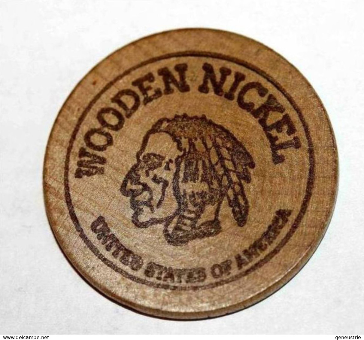 Wooden Token - Wooden Nickel - Jeton Bois Monnaie Nécessité - Tête D'Indien - Neidermyer Poultry 1984 - Etats-Unis - Monedas/ De Necesidad