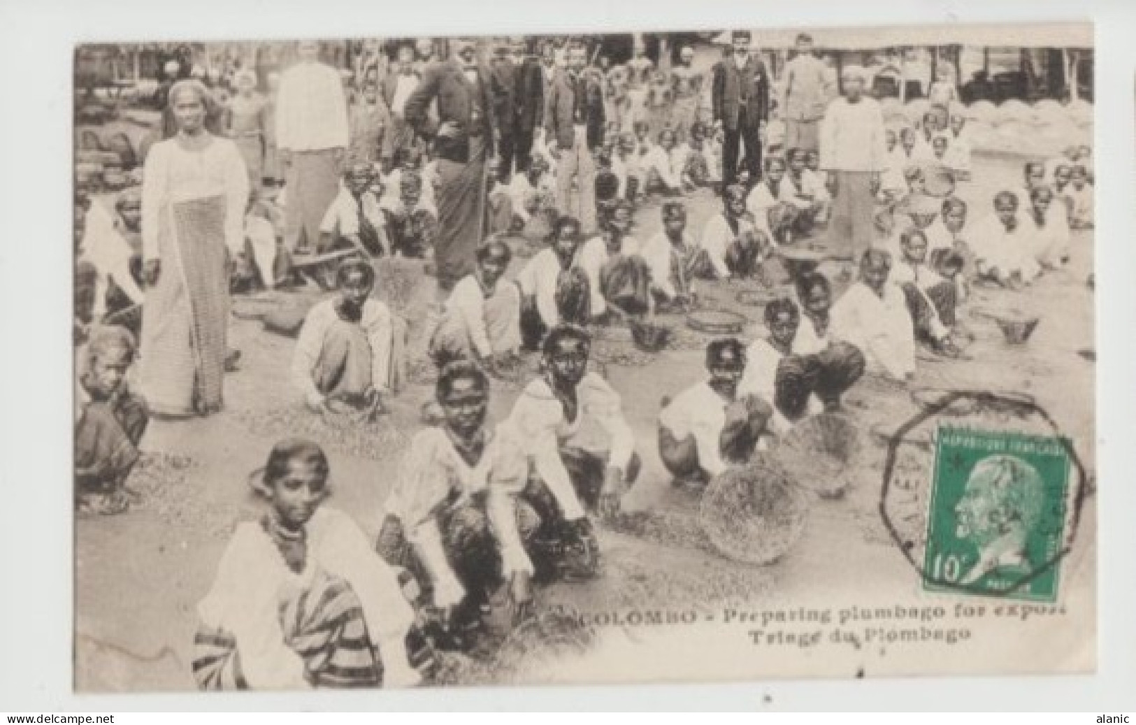 CPA-SRI-LANKA (CEYLAN)Colombo - Preparing Plumbago For Export - Triage Du Plombago - Animée - 1924 - Oblit. MARSEILLE à - Kazachstan