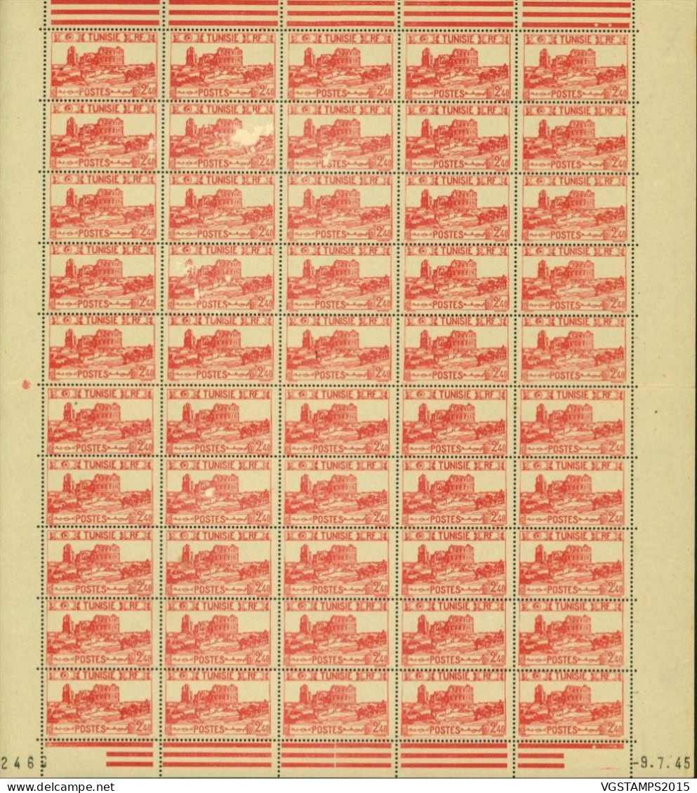 Tunisie 1945 - Colonie Française - Timbres Neufs. Yvert Nr.: 282. Feuille De 50 Avec Coin Daté: 9/7/45...(EB) AR-02370 - Nuovi