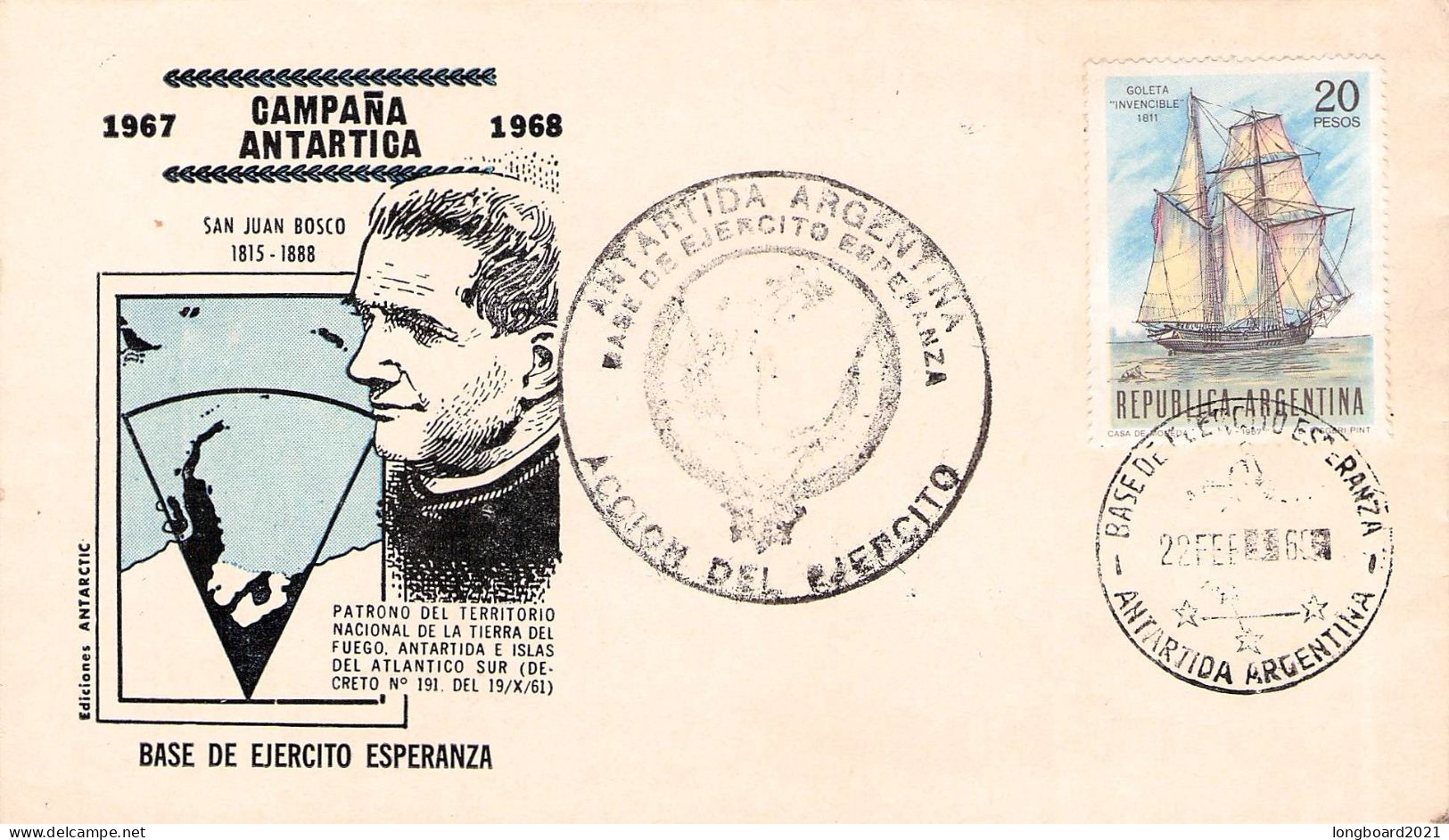 ARGENTINA - BASE DE EJERCITO ESPERANCA - ANTARCTICA 1969 / 7033 - Lettres & Documents